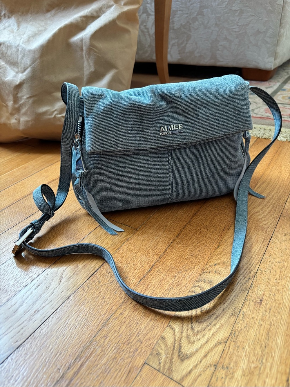 Aimee Kestenberg Gray Denim-Style Crossbody Bag